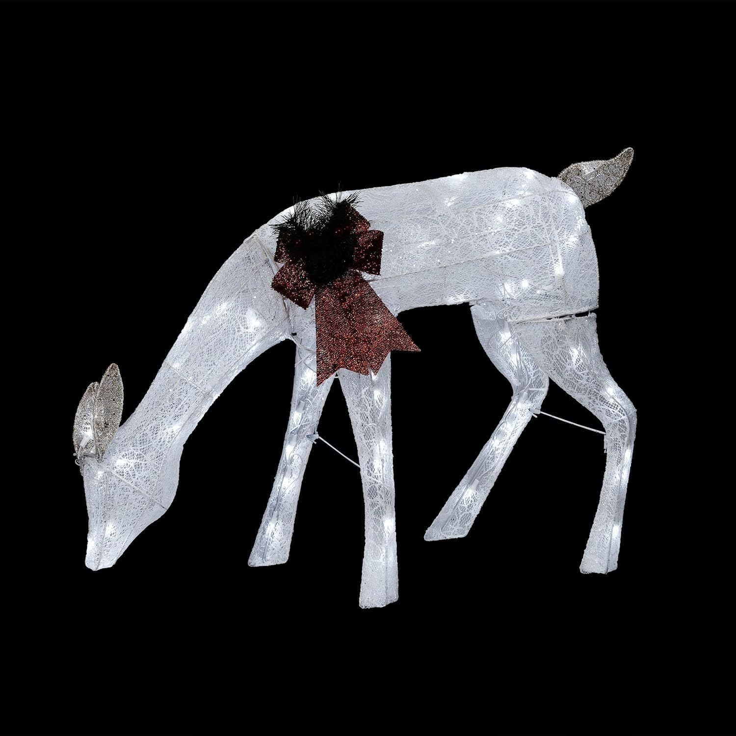 Alpine Corporation 28" H Mesh Grazing Holiday Reindeer Lawn Decoration with Cool White Lights, Christmas Decoration - Image 8