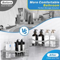EUDELE 5-Pack Rustproof Stainless Steel Shower Caddy – No Drill Adhesive Bathroom Organizer with Large Capacity, Spacious Shower Shelves for Inside Shower, Kitchen & Home Decor Storage-XL Size - Image 3