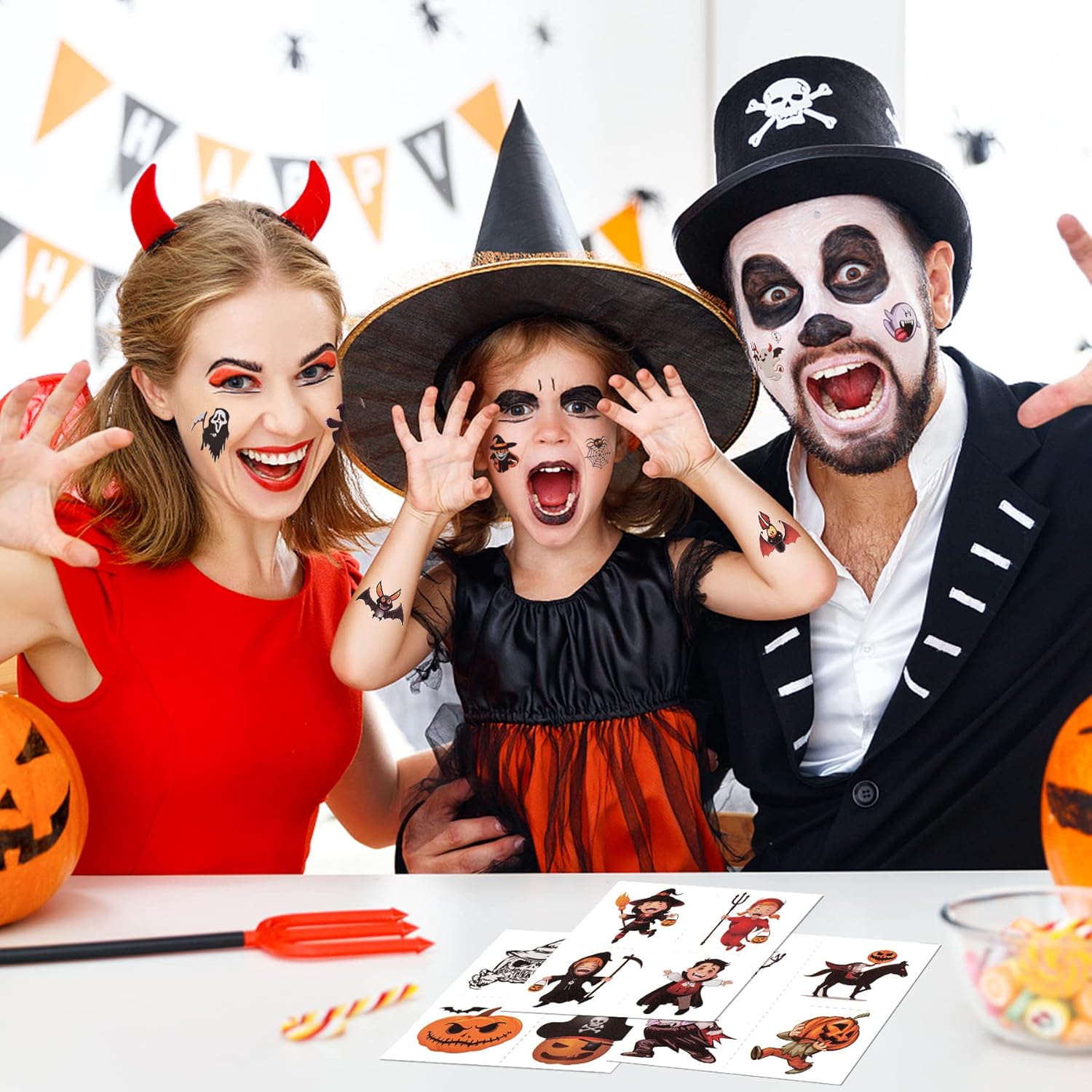 156 PCS Halloween Temporary Tattoos for Kids in 52 Unique Designs - 2 Inch Bulk Halloween Assorted Waterproof Fake Pumpkin Temp Tattoo Sticker for Boys Girls Goody Bag Stuffers Prizes Party Favors - Image 3