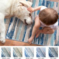 Modern Abstract Small Area Rug Indoor 3x5 Washable Rug Non-Slip Soft Entryway Rug Blue Kitchen Mats Thin Print Faux Wool Floor Carpet Throw Rugs for Entrance Bedroom Office Home Decor - Image 3