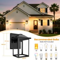 Outdoor Wall Lantern, Exterior Waterproof Wall Sconce Light Fixture, Black Front Door Mounted Lighting with Clear Glass, Anti-Rust Porch Lamp - Image 2