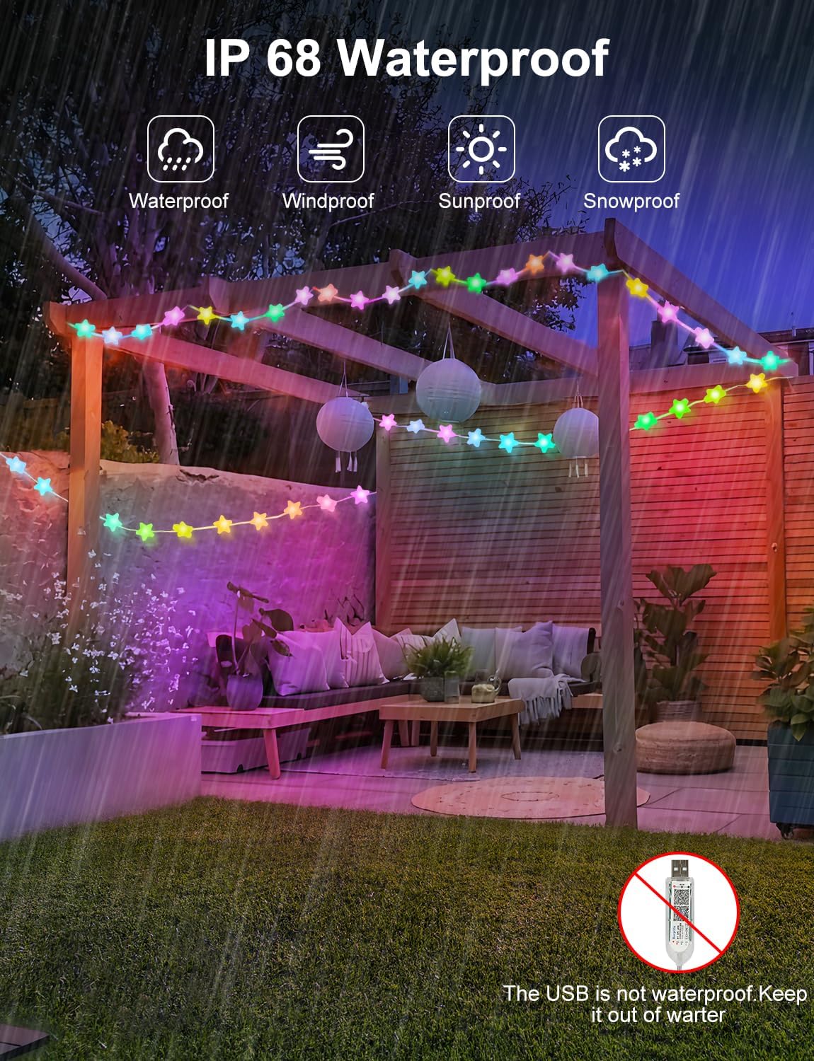 Smart Star String Lights Plug in, 33Ft 16 Million Color Changing Fairy Lights RGB Built in Chip APP & Remote Control DIY Music Sync Twinkle Light for Bedroom Halloween Decoration - Image 7
