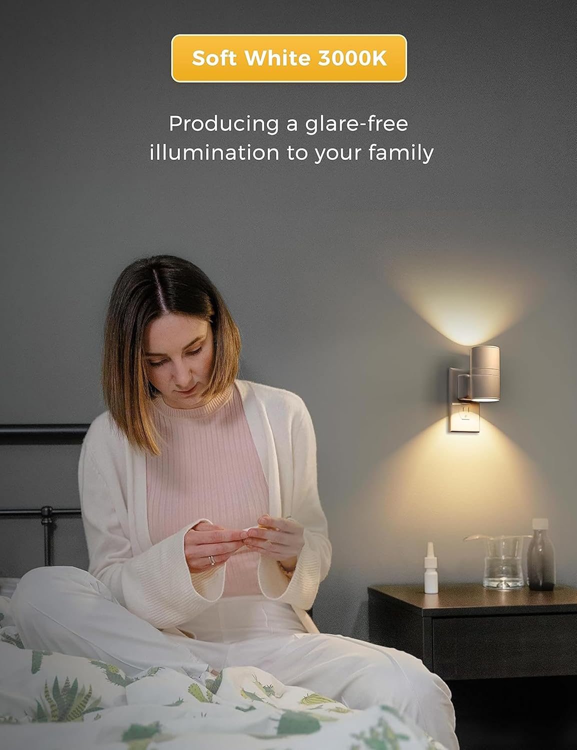 L LOHAS LED Night Light Plug in, Night Lights Plug into Wall, Light Sensor, 0-100LM, Soft White 3000K, Dimmable Night Light, Modern Nightlight for Hallway Bedroom Stairway, 2 Pack - Image 6