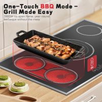 36 Inch Electric Cooktop, 5 Burner Stove Top Touch Control, 36" Glass Ceramic Stove Top 9600W with BBQ & Flexible Zone, Child Lock, Timer, Overheat Protection, 220-240V Hard Wired (No Plug) - Image 4