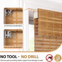 LazBlinds No Tools No Drill Cordless Bamboo Roman Shades, Custom Light Filtering Window Treatment, Roll Up Bamboo Blinds for Windows, Squirrel - Image 2