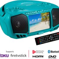 Aiwa Portable Boombox, Crystal Clear Sound with 3W x 2 Speakers and Bass Function, Featuring a 7" LCD Display, Bluetooth Connectivity, FM Radio, CD/DVD Player, Streaming on Roku and Amazon Firestick - Image 3