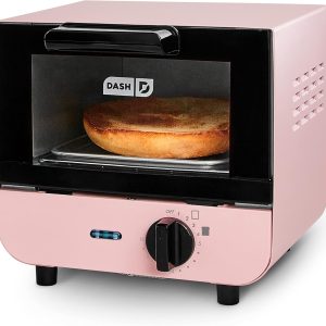 DASH Mini Toaster Oven Cooker for Bread, Bagels, Cookies, Pizza, Paninis & More with Baking Tray, Rack, Auto Shut Off Feature - Pink