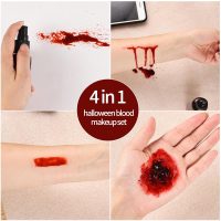 6PCS Halloween Fake Blood Makeup Kit，Washable for Scar Wound and Clothes Realistic Face Paint Wounds Costume Blood For Vampire, Zombie, Clown Cosplay Red，Stipple Sponge ， Cleansing Soap and Gauze - Image 6