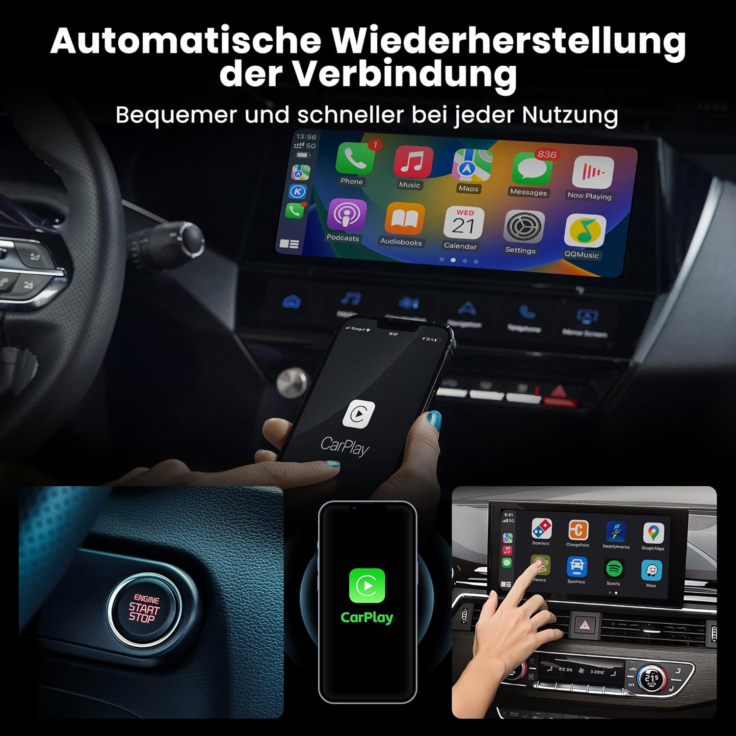 MMB WJUC-PRO Wireless CarPlay Adapter, Android Auto Adapter Online Netflix/SmartTube Multimedia Video, CarPlay Dongle for iPhone, Magic Box 2.0 Carplay for Factory Wired CarPlay Car - Image 3