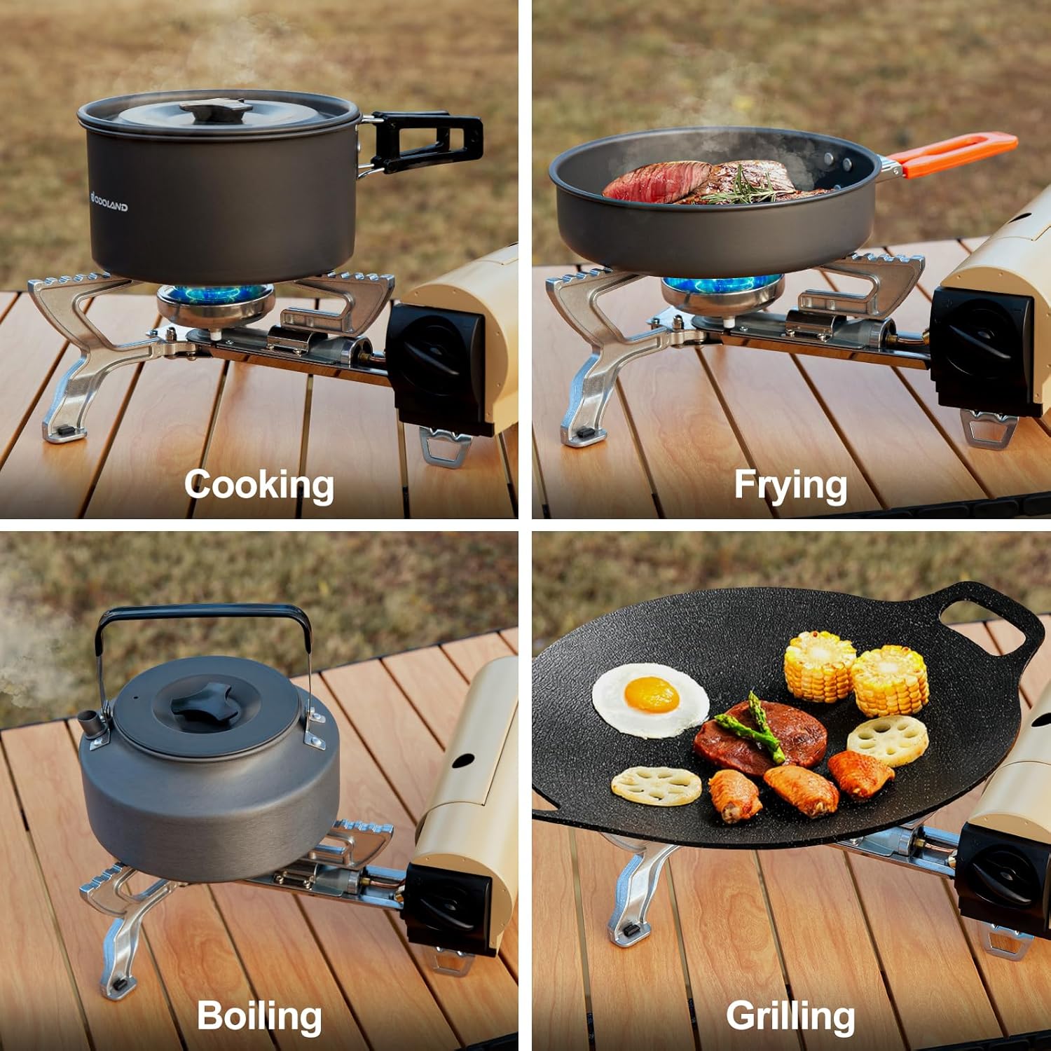 Odoland Portable Camping Stove Butane 1400W Gas Stove Collapsible Backpacking Stove for Indoor Outdoor Cooking Hiking and Picnic - Image 6