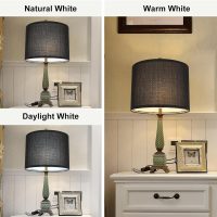 Drum Lampshade Set of 2, Lamp Shades for Table Lamps Floor Lamp, 13" Top X 13" Bottom X 10" High Black Large Line Fabric Lamp Shades, Easy Assembly Replacement Lampshades - Image 3