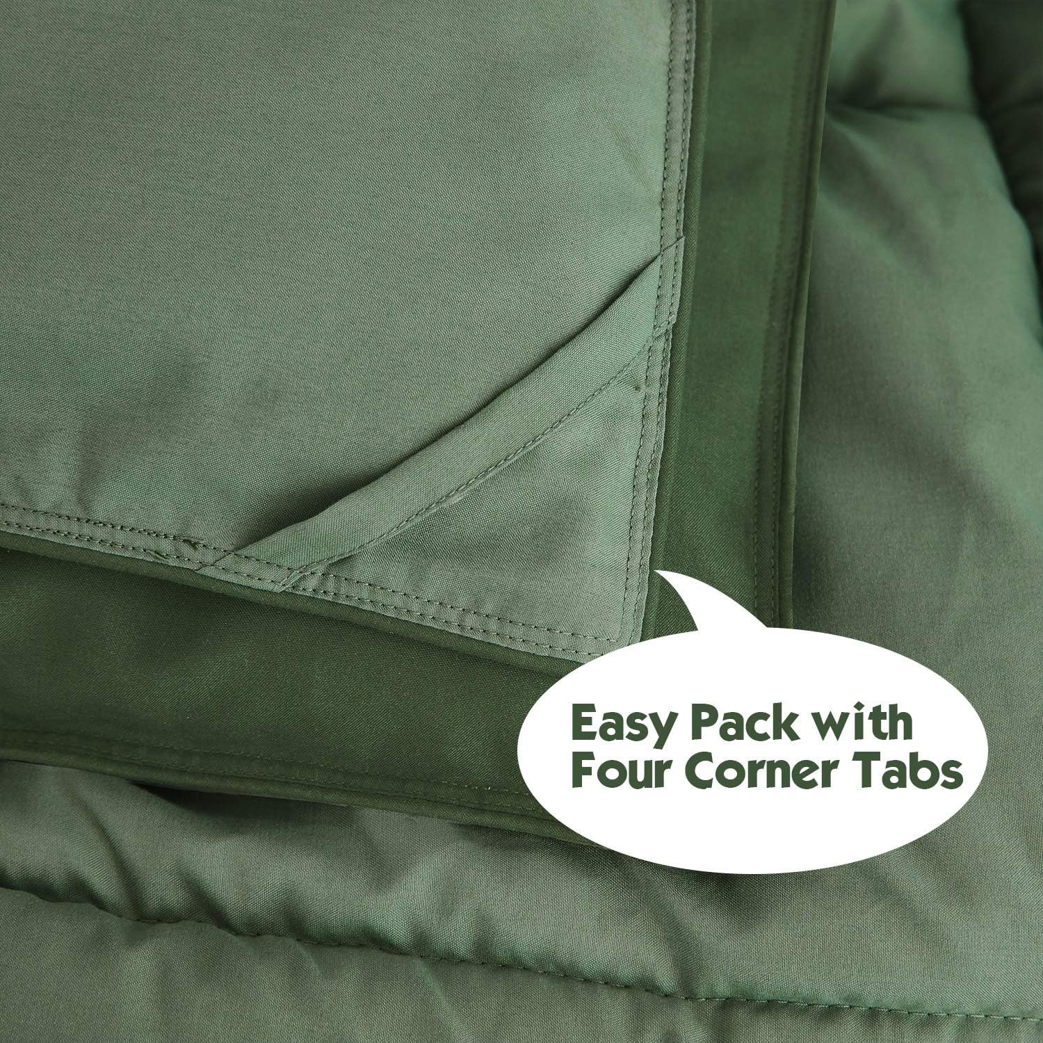 HIG 3pc Green Queen Size Comforter Set - All Season Reversible Down Alternative Bedding Comforter Set - Quilted Duvet Insert with Corner Tabs - Box Stitched Blanket - Breathable, Soft, Fluffy - Image 5