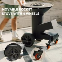 3-in-1 Rocket Stove with Griddle, Grate & Pot Rack, Large Wood BBQ Grill with Wheels, Ash Tool & Cover, Outdoor Stove for Patio Barbecue Cooking Backyard Camping RV Tailgating, GS346 - Image 4