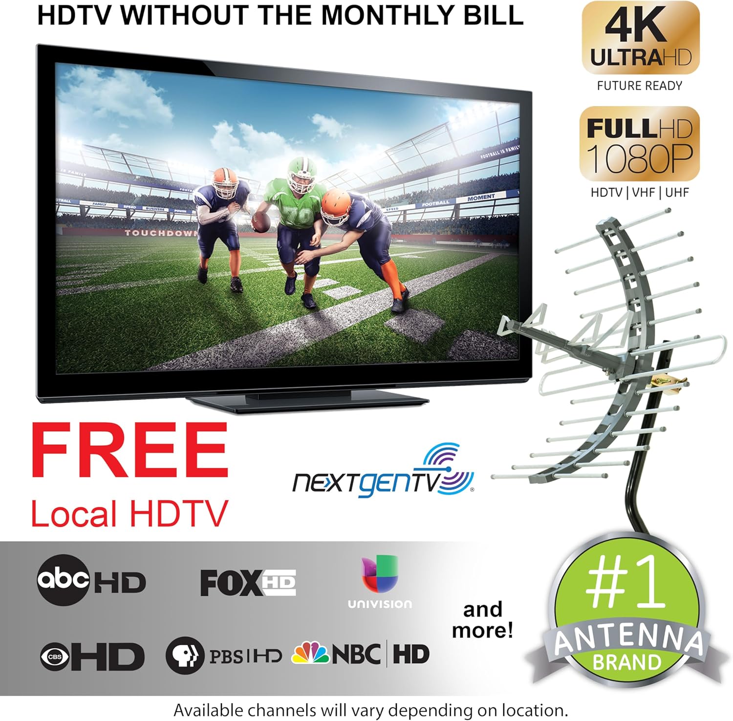 GE Outdoor HD Digital TV Antenna, Long Range Smart TV Antenna, Supports 4K 1080P HD Smart TV VHF UHF, J Mount Included for Attic or Outdoor, Weather Resistant, 29884 - Image 2