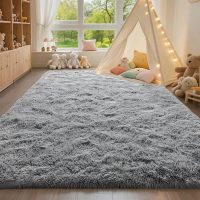 HQAYW 4x6 Fluffy Grey Area Rugs for Living Room Bedroom, Ultra Soft Plush Shaggy Bedside Rug, Non-Slip and Machine Washable Carpet for Kids Girls and Boys, Dorms, Nursery Rooms, Home Decor - Image 7