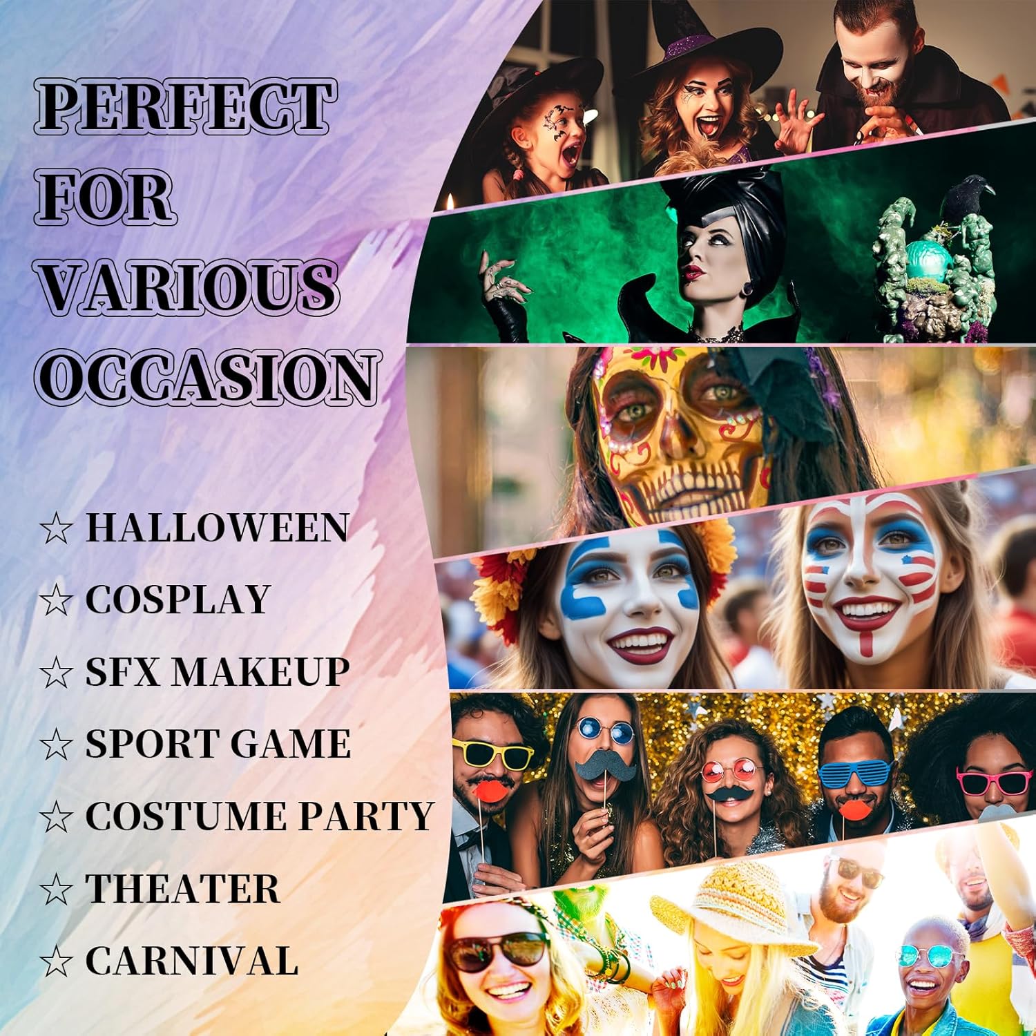Orange Face Body Painting Stick,Professional Orange Full-coverage Cream Face Paint for Halloween SFX Tiger Pumpkin Clown Cosplay, Washable Eye Stick for Adult Festival & Theater Performance - Image 7
