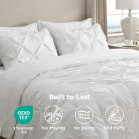 Bedsure Queen Comforter Set White - Bed in a Bag Queen Size 7 Pieces, GentleSoft™ Pintuck Bed Set Gift for Family, Pinch Pleat White Comforter with Sheets, Pillowcases & Shams - Image 8