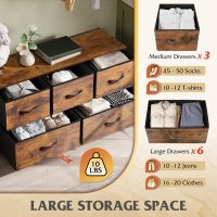 WLIVE Dresser for Bedroom with 5 Drawers, Wide Chest of Drawers, Fabric Dresser, Storage Organizer Unit with Fabric Bins for Closet, Living Room, Hallway, Rustic Brown Wood Grain Print - Image 4