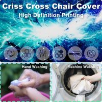 Criss Cross Chair Cover, Universal Fit and Non-Slip Mid-Back Wide Seat Vanity Chair Slipcover 3D Digital Print Pattern(H) - Image 7