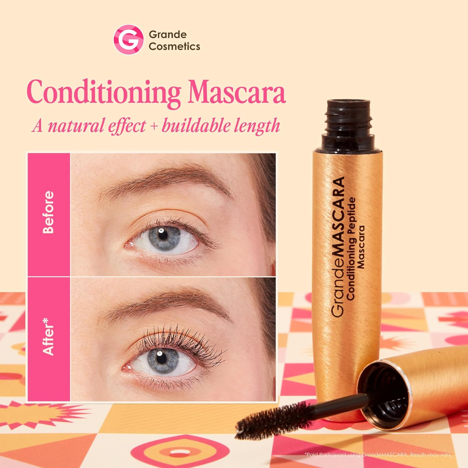 Grande Cosmetics GrandeMASCARA Conditioning Peptide Mascara – Buildable Extreme Volume & Length – Long-Lasting & Clump-Free Black – Lash & Extension Friendly - Image 2