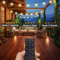 Brightever 120FT LED Outdoor String Lights with Remote, Patio Lights Outdoor Waterproof with 36+2 Shatterproof ST38 LED Bulbs, Dimmable Outside Hanging Light for Porch, Garden, Backyard, Cafe, 2700K - Image 3