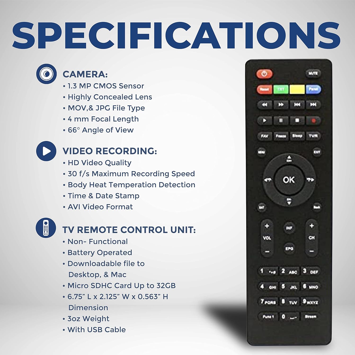 Covert Video Lawmate TV Remote Control Hidden Camera - Spy Gadgets with DVR & PIR Motion Activated Recording - Gives 9 Days of Standby Power, Records HD Quality Videos - Image 4