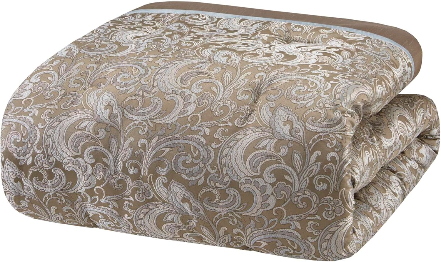 Madison Park Essentials Brystol 24 Piece Room in a Bag Faux Silk Comforter Jacquard Paisley Design Matching Curtains Down Alternative Hypoallergenic All Season Bedding-Set, Queen (90 in x 90 in), Blue - Image 8