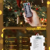 Minetom Fairy Lights Battery Operated with Remote, 33Ft 100 LED Waterproof String Lights Indoor Outdoor, Starry Twinkle Light for Christmas Home Bedroom Wedding DIY Centerpiece Decor - Image 5