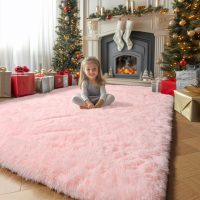 Pink Area Rugs for Bedroom Girls, Living Room Decor, Fluffy Fuzzy Shag Rug 4x6 for Kids Room, Soft Cute Indoor Floor Carpet for Baby, Teen, Nursery, Preppy Dorm, Playroom, Plush Aesthetic Bedside Rug - Image 9