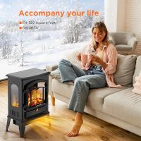ZAFRO Freestanding Electric Fireplace Stove, Small Electric Fireplace Heater with Thermostat Control, 3D Realistic Flame,1000W/1500W & Overheating Protection - Image 6