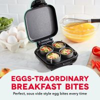 DASH Deluxe Sous Vide Style Egg Bite Maker with Silicone Molds for Breakfast Sandwiches, Healthy Snacks or Desserts, Keto & Paleo Friendly, (1 large, 4 mini) - Aqua - Image 2