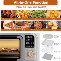 Kitchen Elite 8 in 1 Digital Toaster Oven Air Fryer Combo with Touch Panel and 12 Inch Pizza Capacity, Stainless Steel, Silver - Image 3