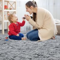 HQAYW 4x6 Fluffy Grey Area Rugs for Living Room Bedroom, Ultra Soft Plush Shaggy Bedside Rug, Non-Slip and Machine Washable Carpet for Kids Girls and Boys, Dorms, Nursery Rooms, Home Decor - Image 8