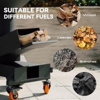 3-in-1 Rocket Stove with Griddle, Grate & Pot Rack, Large Wood BBQ Grill with Wheels, Ash Tool & Cover, Outdoor Stove for Patio Barbecue Cooking Backyard Camping RV Tailgating, GS346 - Image 5