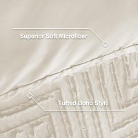 Litanika Queen Comforter Set Beige, 3 Pieces Cream Tufted Boho Farmhouse Bedding Comforter Sets, Lightweight Fluffy Comforter Bed Set for All Season (90x90In Comforter and 2 Pillowcases) - Image 8