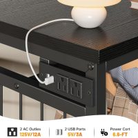 EnHomee 49.2" W Dresser for Bedroom with Hanging Rack 6 Drawers Dresser with LED Lights & Charging Station, Fabric Dressers & Chest of Drawers with Rack, Wooden Top, Grid Panel, Black - Image 6