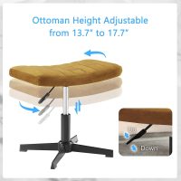 Art Leon Criss Cross Chair - with Footstool and Lumbar Pillow, Armless Office Desk Chair No Wheels, Modern Swivel Height Adjustable Wide Seat Computer Task Vanity Chair, Yellow Brown Velvet Tufted - Image 4
