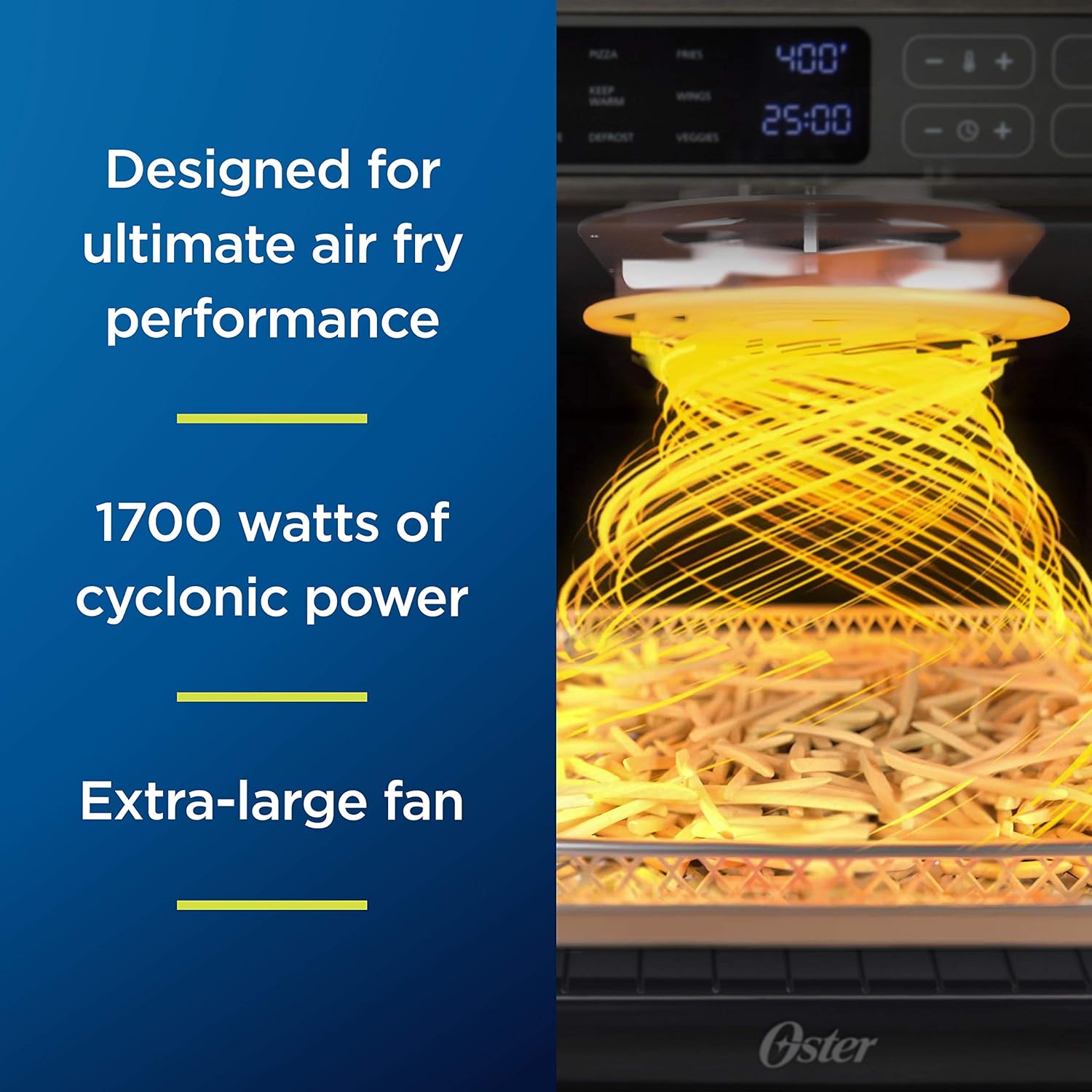 Oster Digital Air Fryer Oven with RapidCrisp, Stainless Steel, 12-Function Countertop Oven with Convection - Image 3