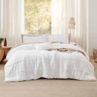 Bedsure White Queen Comforter Set - 4 Pieces Pinch Pleat Bed Set, Down Alternative Bedding Sets for All Season, 1 Comforter, 2 Pillowcases, 1 Decorative Pillow - Image 7