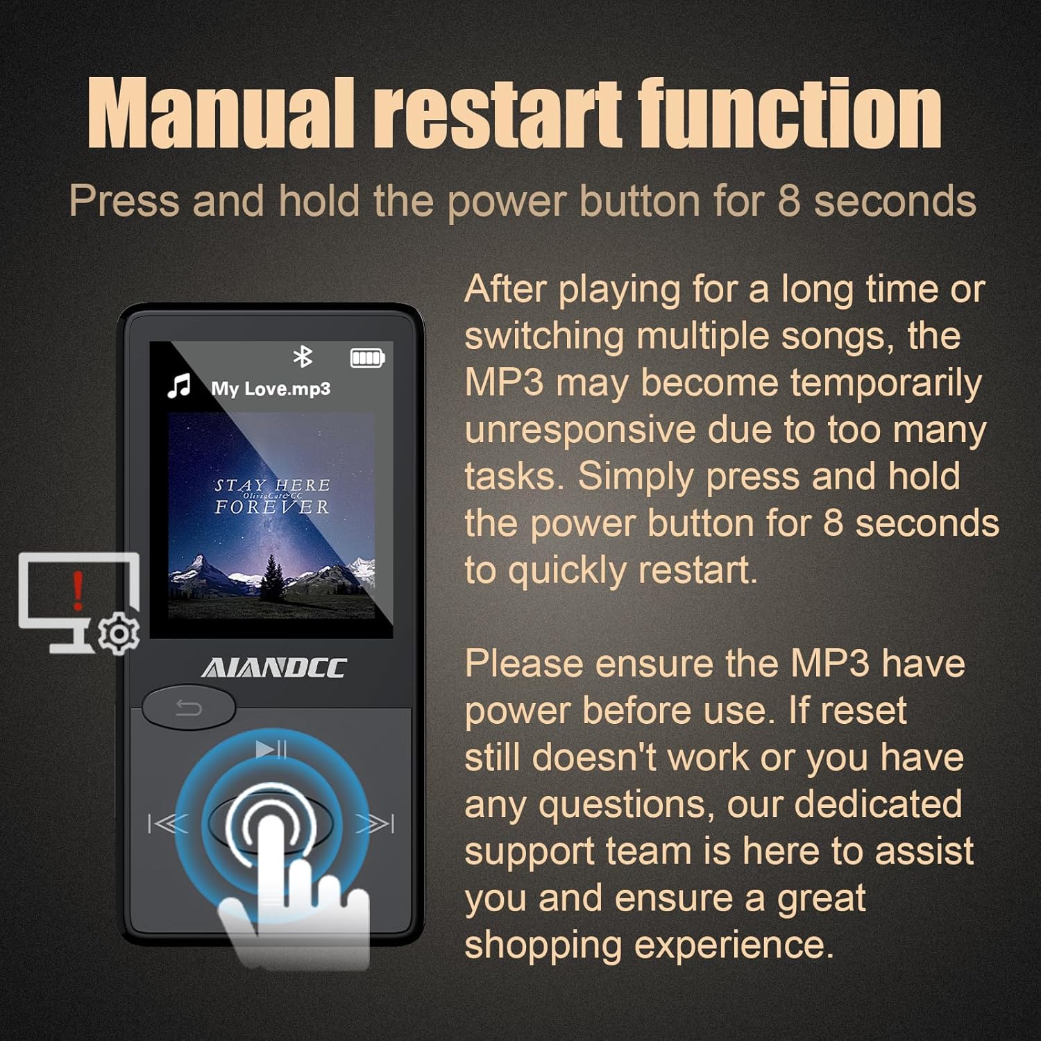 64GB Mp3 Player with Bluetooth 5.3 HiFi Sound, Mp3 Player with FM Radio, Mini Music Player for Kids Adults, Earphones Included, TF Card can be Inserted - Image 5