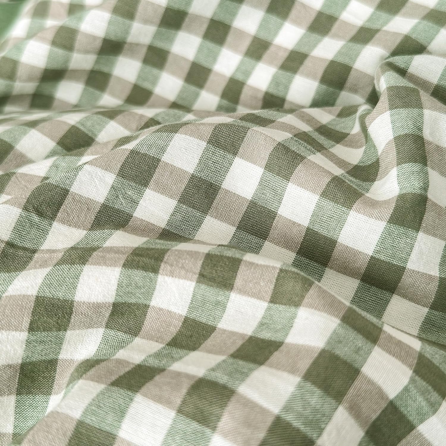 Queen Comforter Set Green Gingham Comforter Modern Style Checkered Pattern Comforter Set Boho Grid Plaid Bedding Comforter Lightweight Fluffy Soft Grid Bedding Set Queen Size Breathable - Image 9