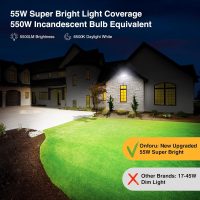 Onforu 55W LED Dusk to Dawn Flood Lights, 6000LM Black Exterior Security Outdoor Lighting,IP65 Waterproof Outdoor 3 Adjustable Heads Photocell Light Fixture,6500K Floodlight for Garage,Patio,Yard - Image 6