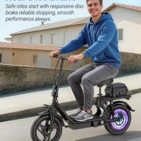 Maxshot Electric Scooter, 8.5" /10" /14" Tire, 16/19/22 Mph Top Speed, 12/16/21/27/28/49/50 Miles Long Range, Folding Escooter for Adults and Kids with Seat Bag, Dual Braking, Dual Suspension, App - Image 7