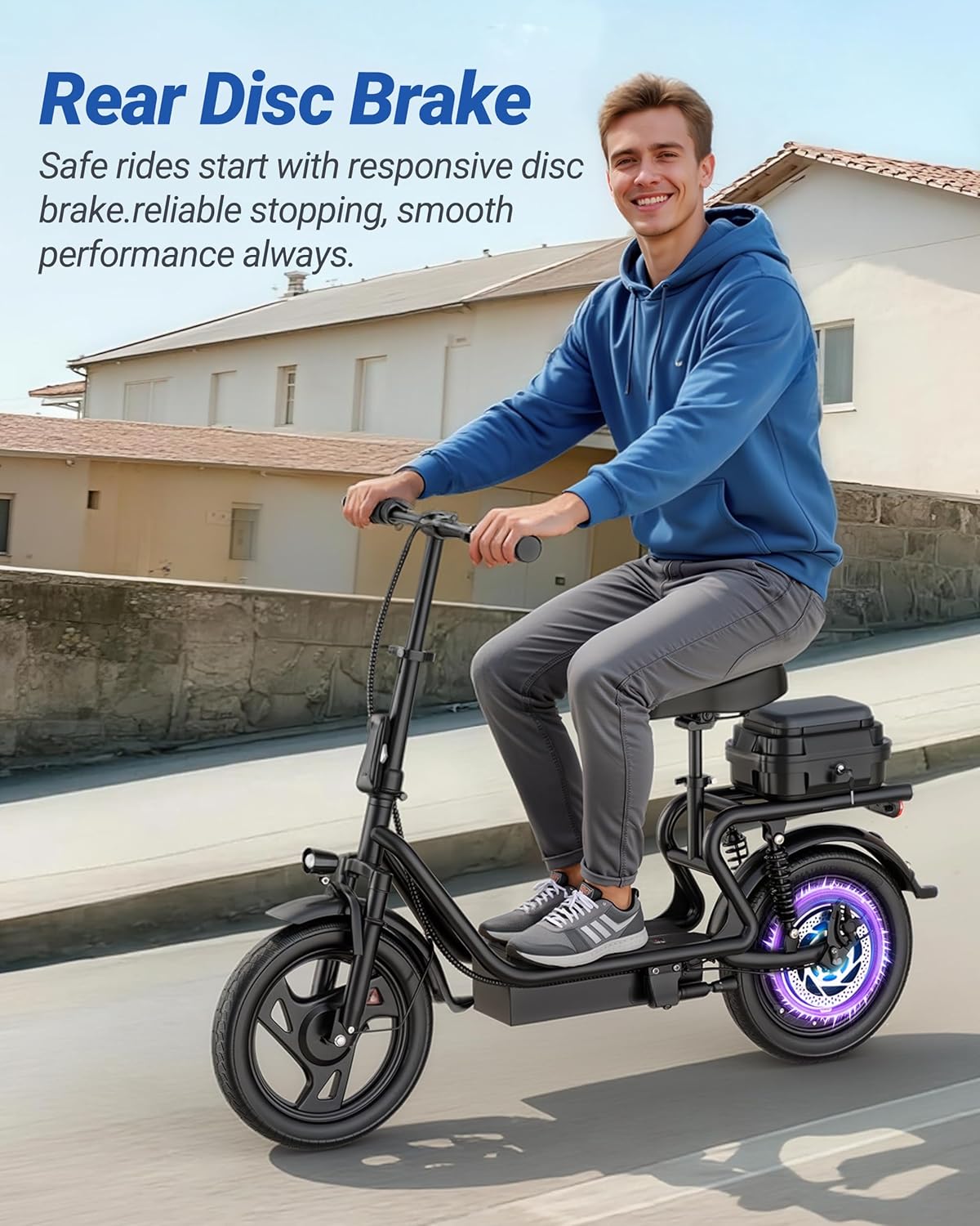 Maxshot Electric Scooter, 8.5" /10" /14" Tire, 16/19/22 Mph Top Speed, 12/16/21/27/28/49/50 Miles Long Range, Folding Escooter for Adults and Kids with Seat Bag, Dual Braking, Dual Suspension, App - Image 7