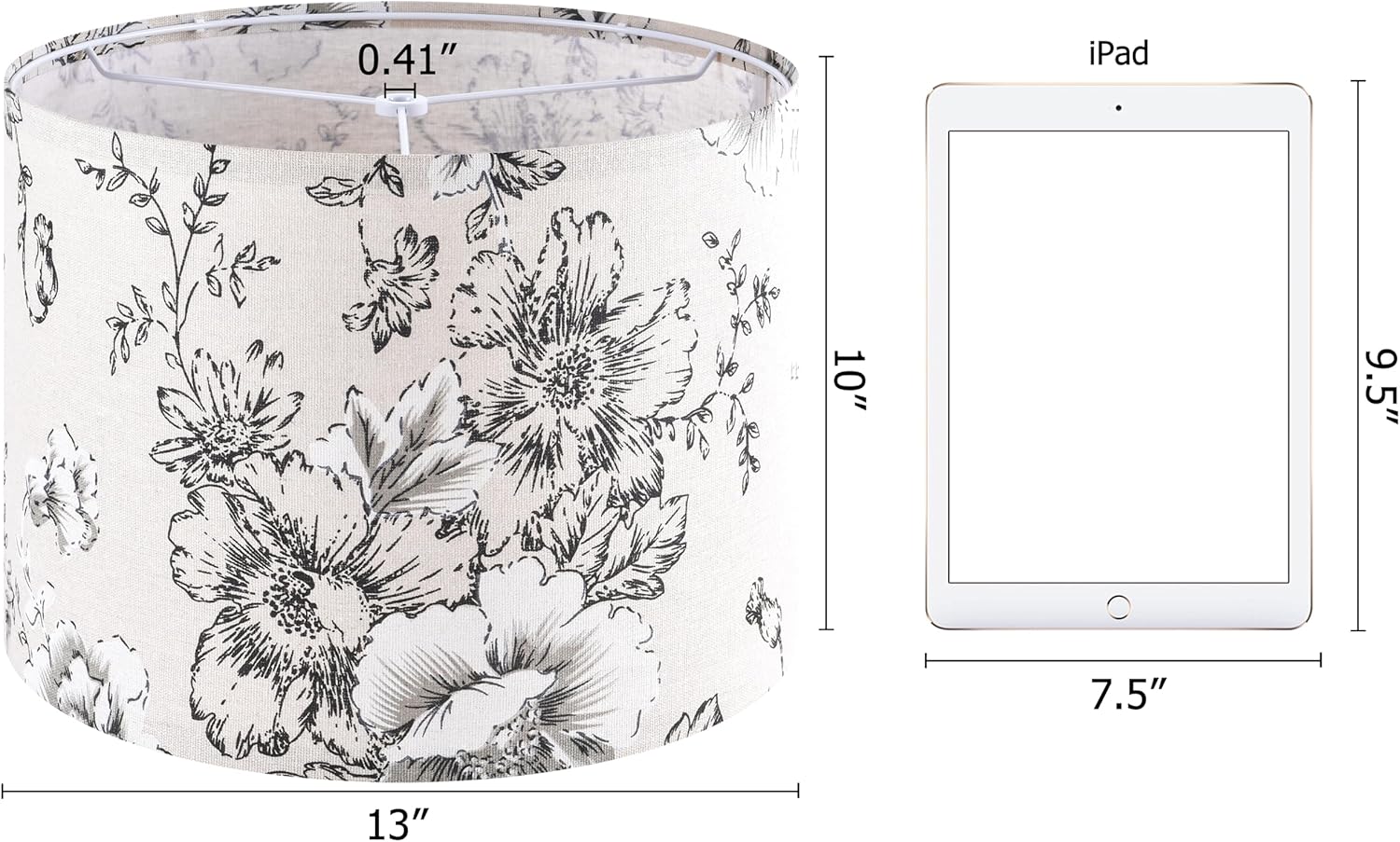 Chrysanthemum Pattern Printed Lamp Shade, Drum Lampshades 14" Top x 14" Bottom x 11" High, Seaside village Medium Lampshades (Spider Fitter), Natural Linen Hand Crafted, Easy Assembly Required - Image 2