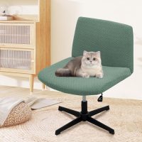 MINGPINHUIUS Armless Adjustable Chair Cover: Modern Without Arms Vanity Chair Cover Criss Cross Slipper Chair Furniture Protector Covers for Home Office (Pine Green,Regular Style) - Image 9