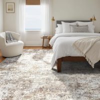 Area Rugs for Living Room: 5x7 Washable Neutral Abstract Rug for Bedroom Large Soft Modern Dining Room Rugs Indoor Floor Low Pile Carpet for Home Office Nursery - Brown Grey - Image 2