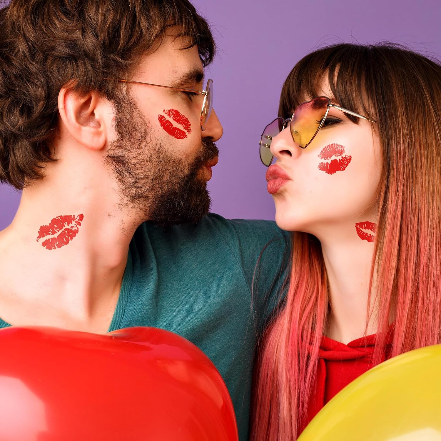 Bright Red Lip Print Temporary Tattoo Sticker Valentines Day Tattoos Kiss Tattoo - Image 4