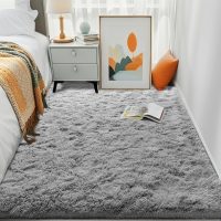 HQAYW 4x6 Fluffy Grey Area Rugs for Living Room Bedroom, Ultra Soft Plush Shaggy Bedside Rug, Non-Slip and Machine Washable Carpet for Kids Girls and Boys, Dorms, Nursery Rooms, Home Decor - Image 6