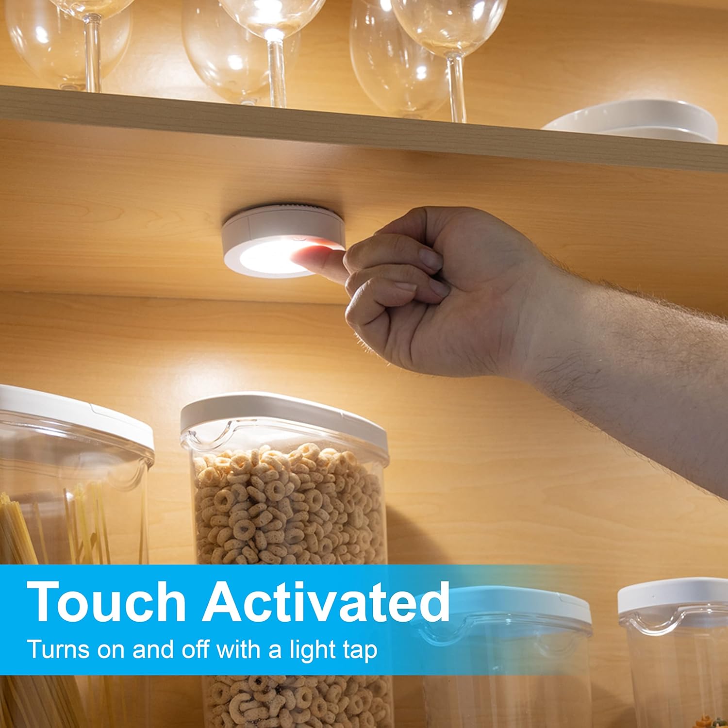 GE Wireless LED Puck Lights, Battery Operated, 20 Lumens, Touch Light, Tap Light, Stick On Lights, Under Cabinet Lighting, Ideal for Kitchen Cabinets, Closets, Garage, 6 Pack, 45994 - Image 3